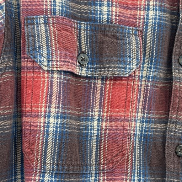 Vintage FADED GLORY Plaid Shirt Mens M Blue Orange Brown Blanket Plaid Grunge - Picture 4 of 8